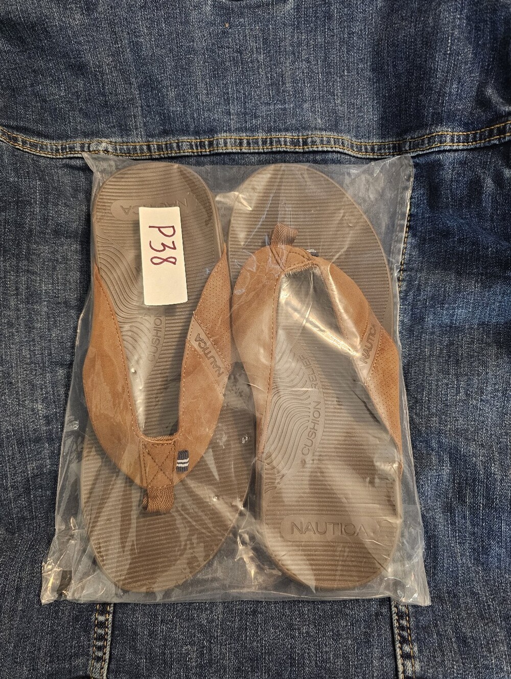 Nautica Brown Suede Flip Flops